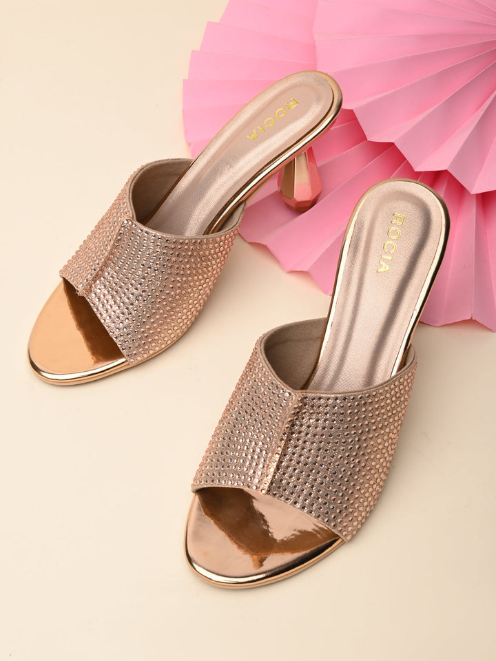Rocia By Regal Rose Gold Women Diamond Encrusted Stilettos