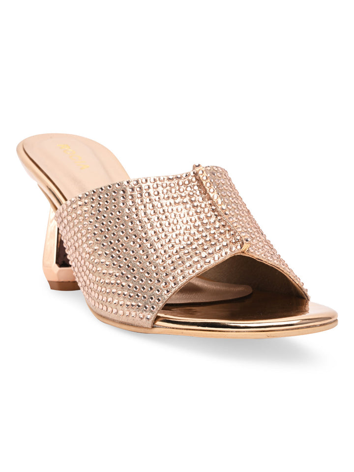 Rocia By Regal Rose Gold Women Diamond Encrusted Stilettos
