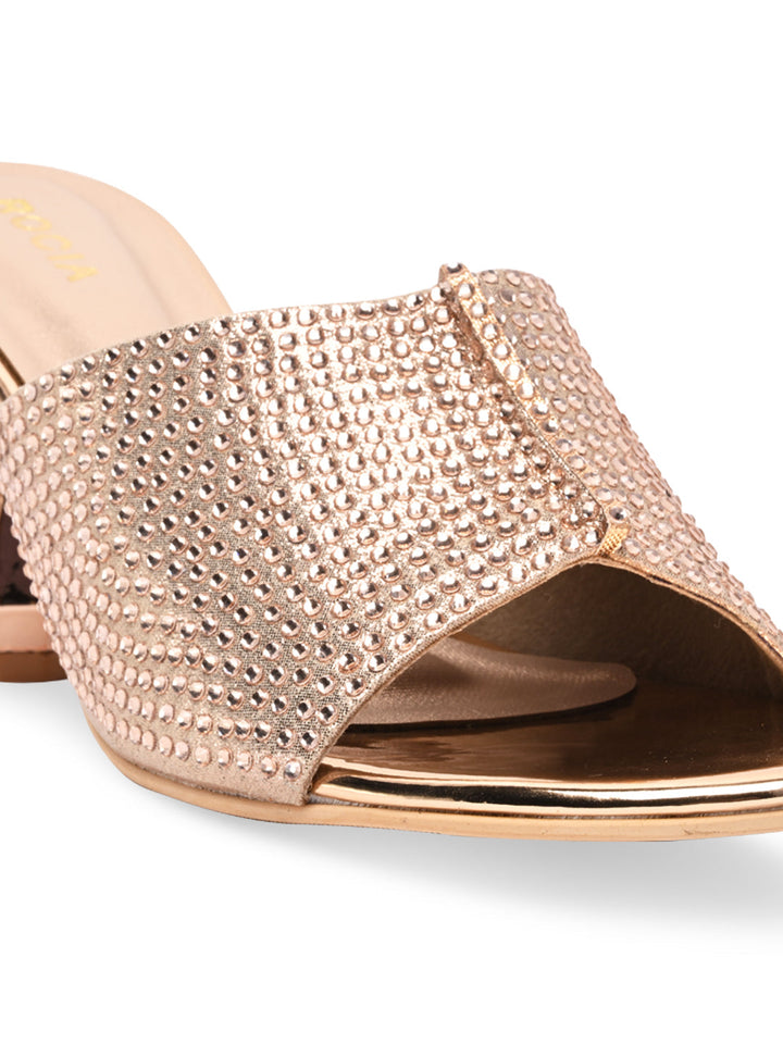 Rocia By Regal Rose Gold Women Diamond Encrusted Stilettos