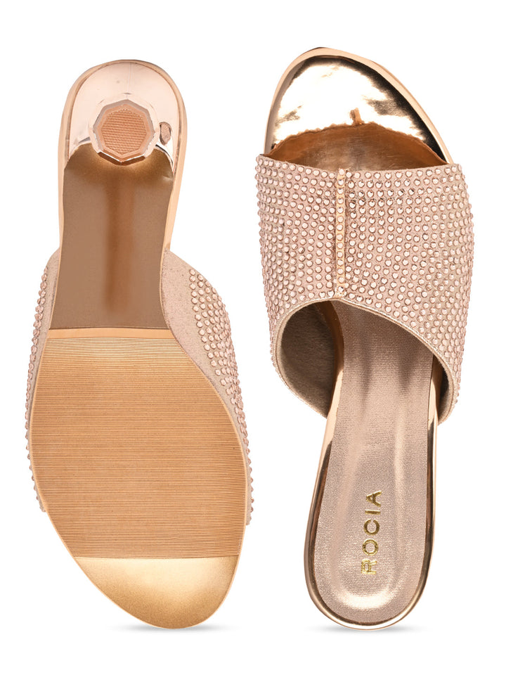 Rocia By Regal Rose Gold Women Diamond Encrusted Stilettos