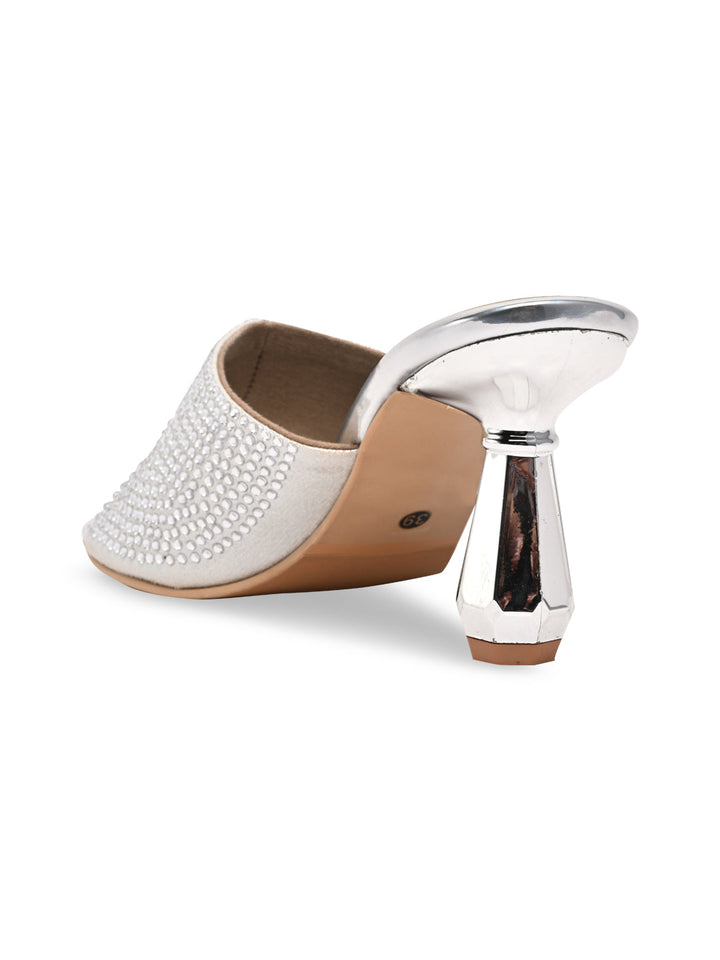 Rocia By Regal Silver Women Diamond Encrusted Stilettos