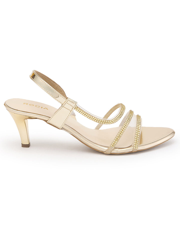 Rocia By Regal Gold Women Diamond Embellished Stilettos