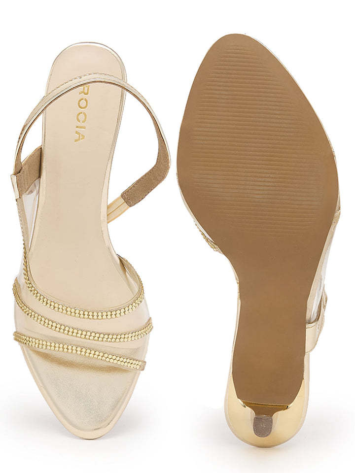 Rocia By Regal Gold Women Diamond Embellished Stilettos