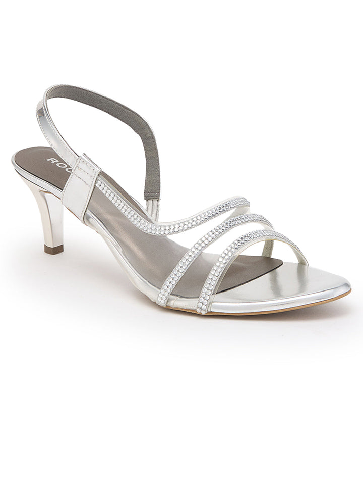 Rocia By Regal Silver Women Diamond Embellished Stilettos