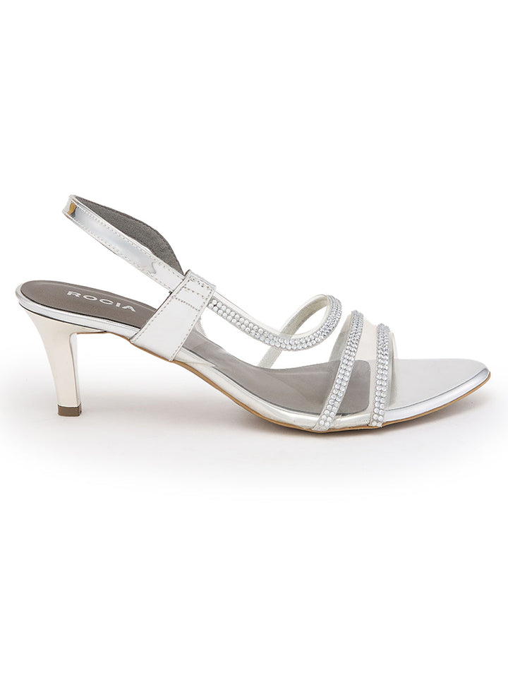 Rocia By Regal Silver Women Diamond Embellished Stilettos