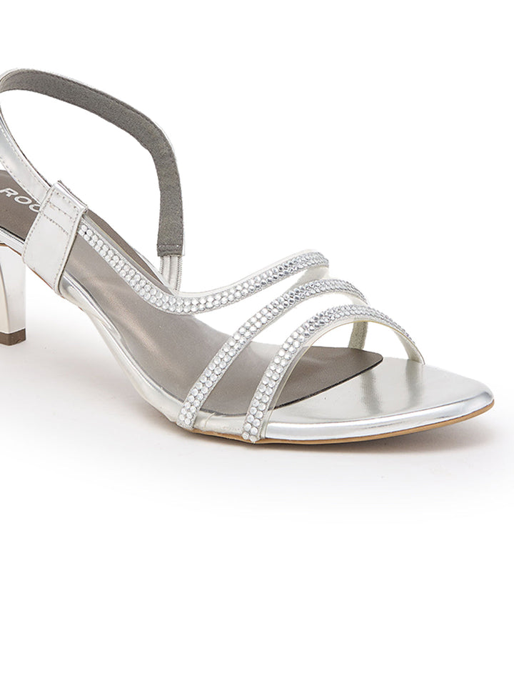 Rocia By Regal Silver Women Diamond Embellished Stilettos