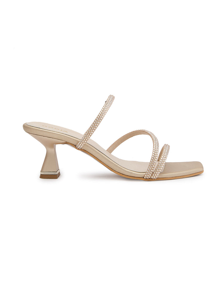 Rocia By Regal Black Women Zig- Zag Strappy Diamond Stilettos