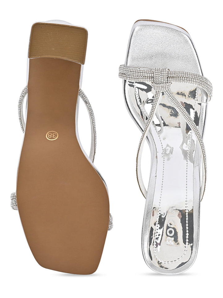 Rocia By Regal Antique Gold Women Diamond Embellished Block Heels
