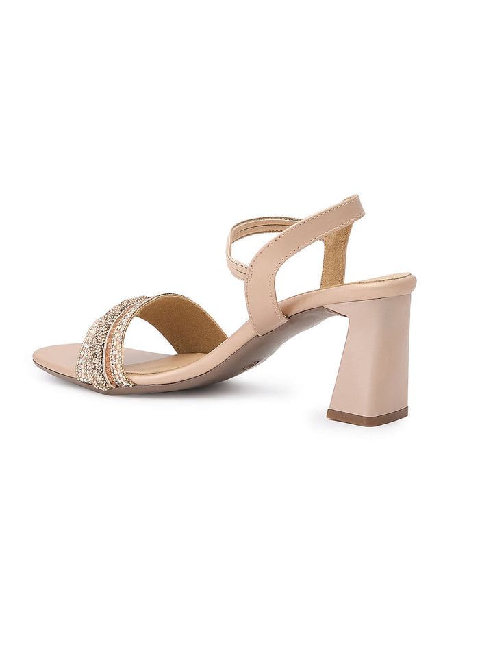 Rocia By Regal Rose Gold Women Diamond Encrusted High Heel Sandals