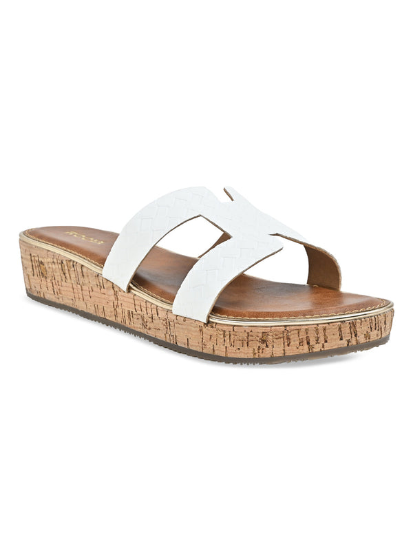 Rocia By Regal White Women Textured Slip On Sandals