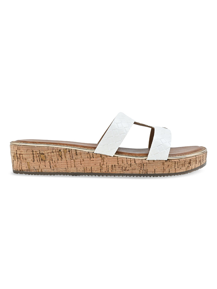 Rocia By Regal White Women Textured Slip On Sandals