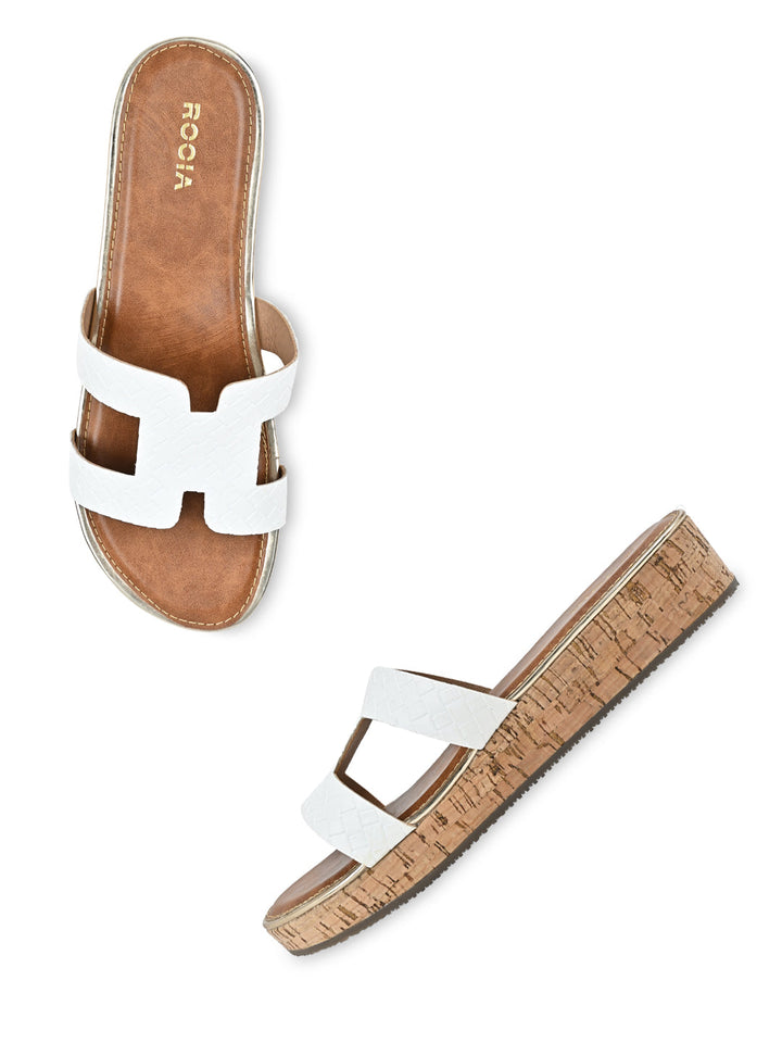 Rocia By Regal White Women Textured Slip On Sandals