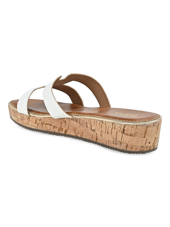 Rocia By Regal White Women Textured Slip On Sandals