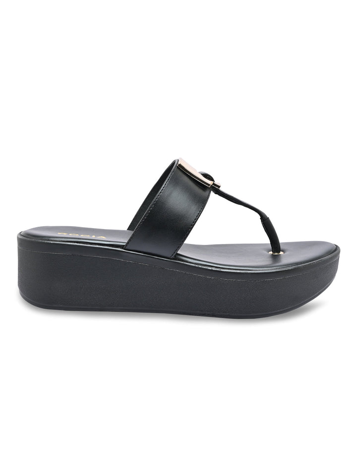 Rocia By Regal Black Women Casual Wedge Sandals
