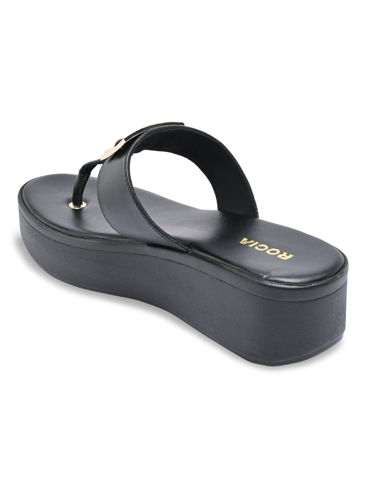 Rocia By Regal Black Women Casual Wedge Sandals