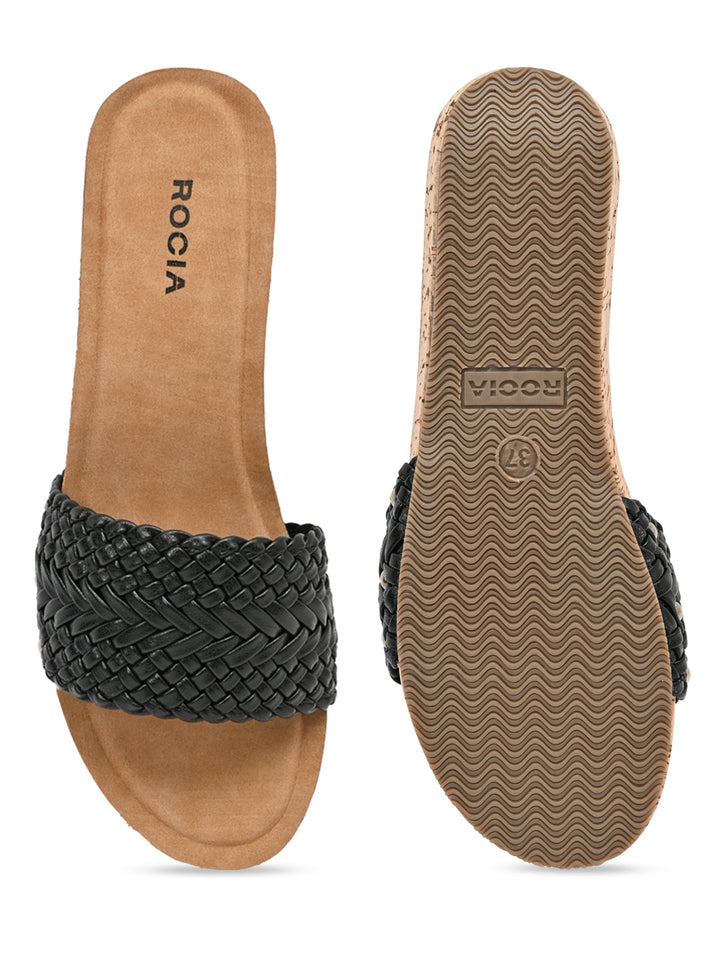 Rocia By Regal Cream Women Woven Slider Wedges