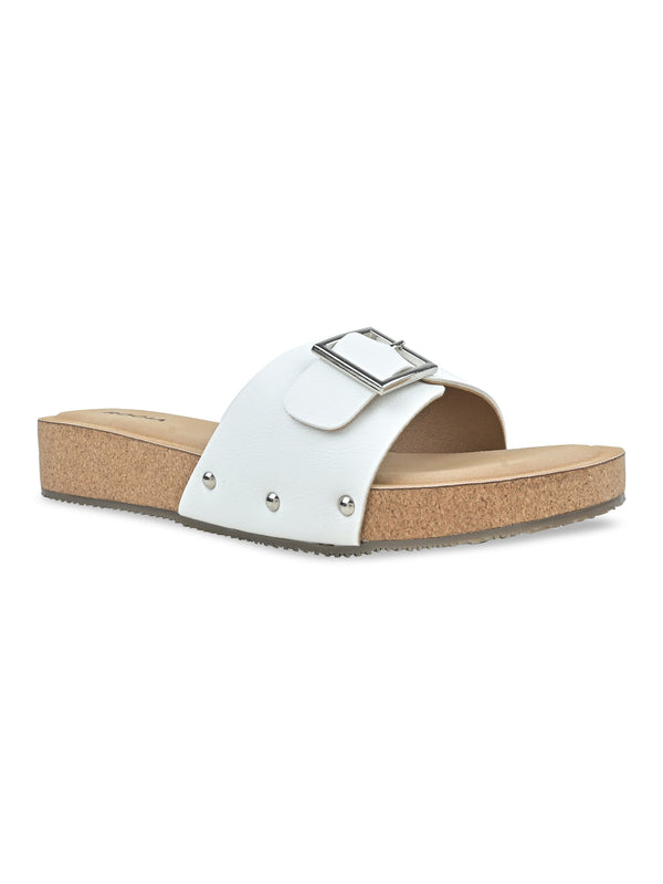Rocia By Regal White Women Slider Wedges