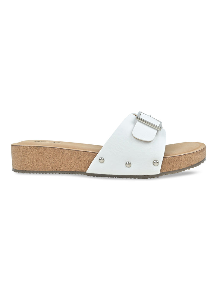 Rocia By Regal White Women Slider Wedges