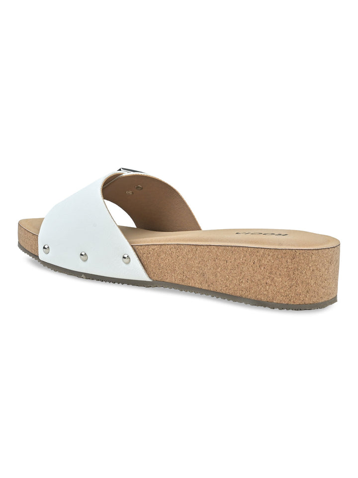 Rocia By Regal White Women Slider Wedges