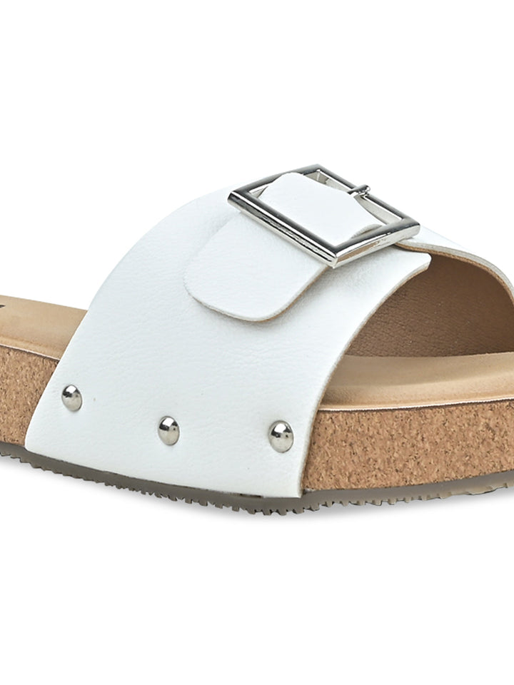 Rocia By Regal White Women Slider Wedges