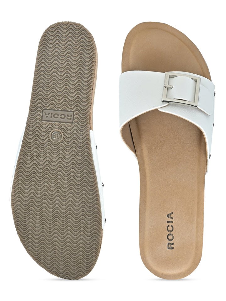 Rocia By Regal White Women Slider Wedges