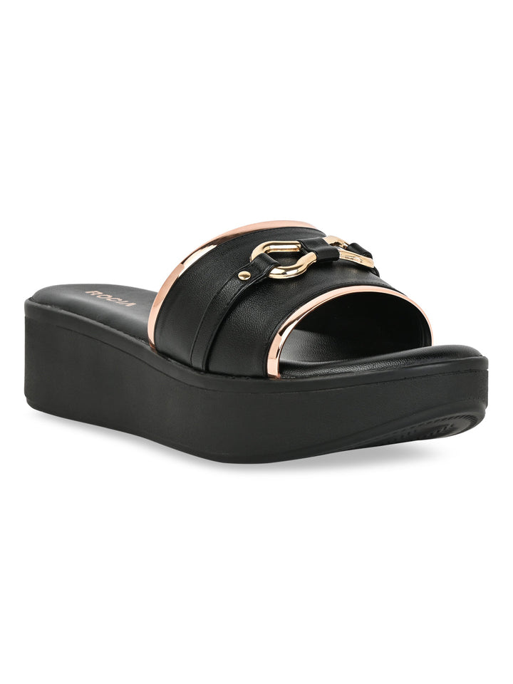 Rocia By Regal Black Women Casual Wedges