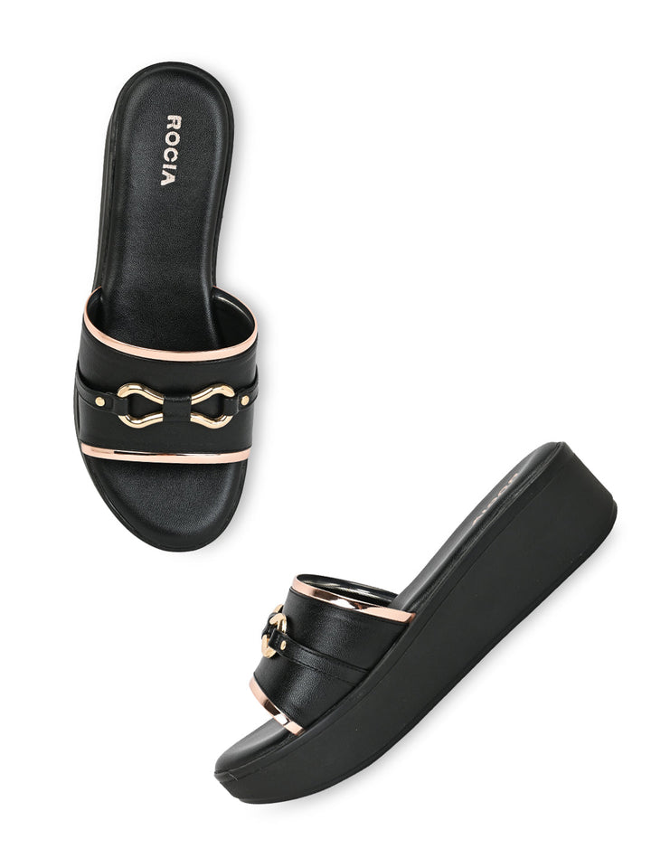Rocia By Regal Black Women Casual Wedges