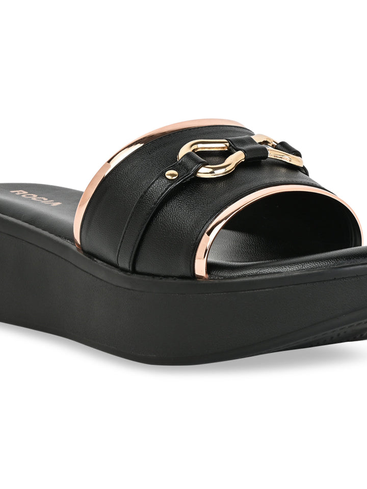 Rocia By Regal Black Women Casual Wedges