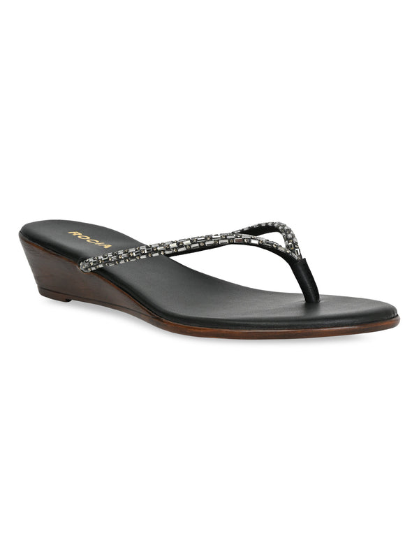 Rocia By Regal Black Women Diamante Wedges