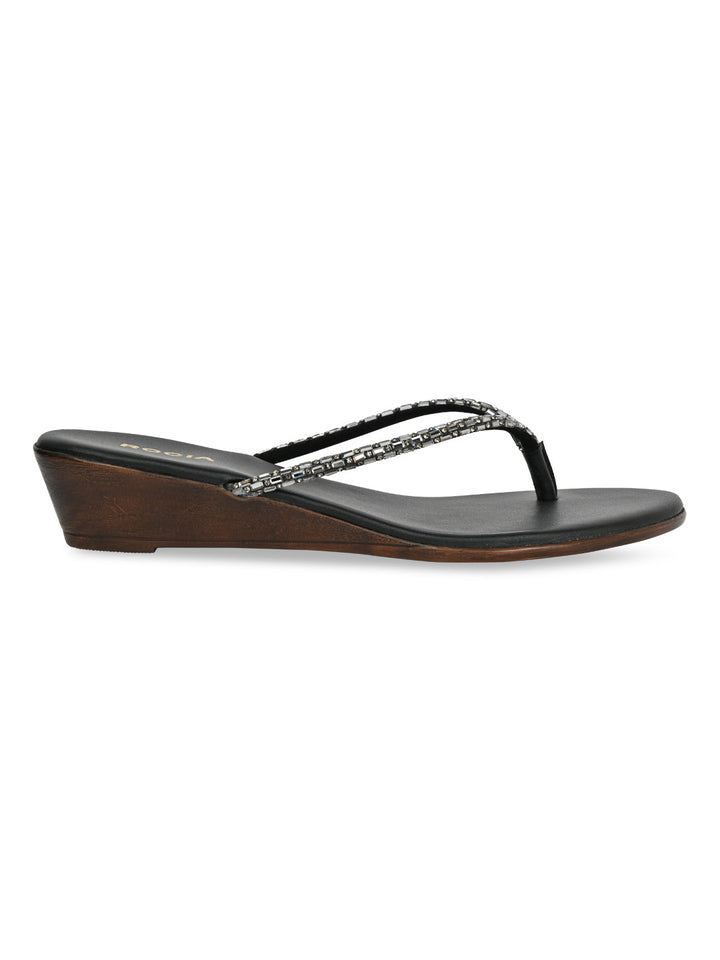 Rocia By Regal Black Women Diamante Wedges