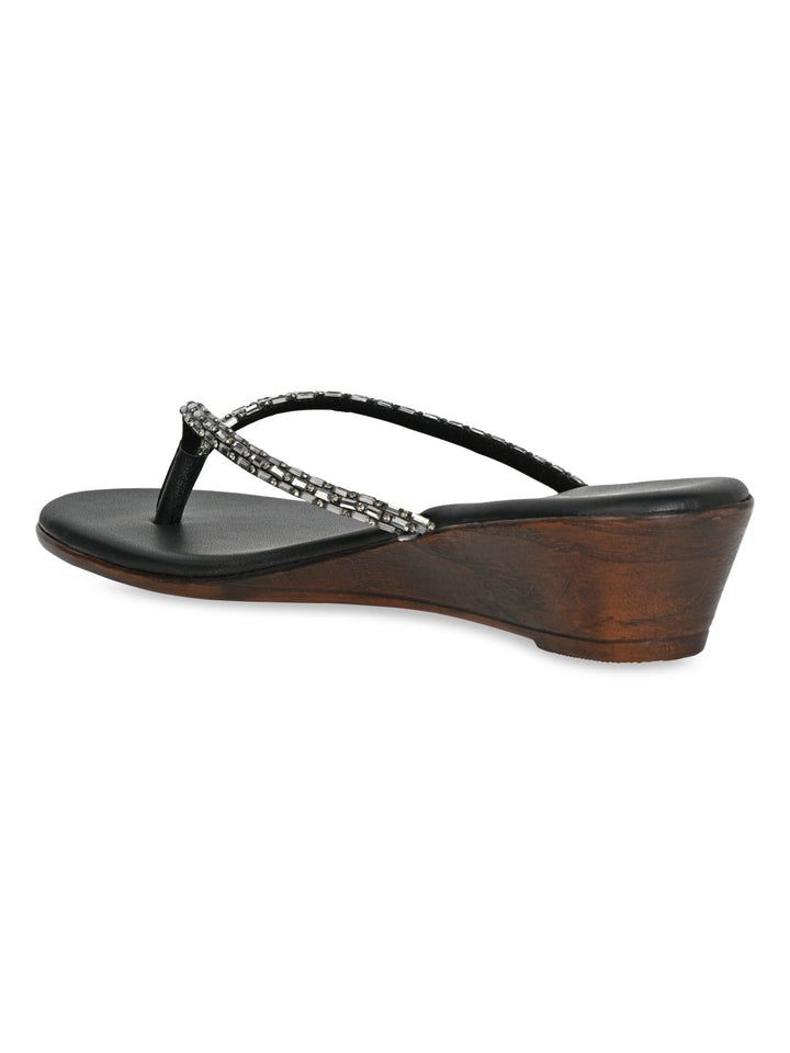 Rocia By Regal Black Women Diamante Wedges