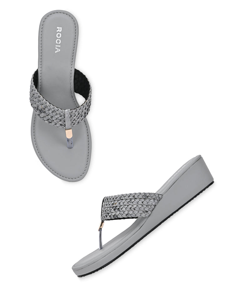 Rocia By Regal Grey Women Braided Casual Wedges