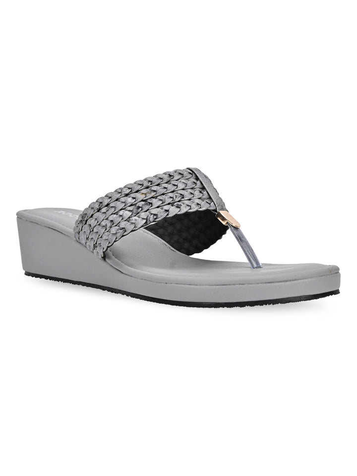 Rocia By Regal Grey Women Braided Casual Wedges