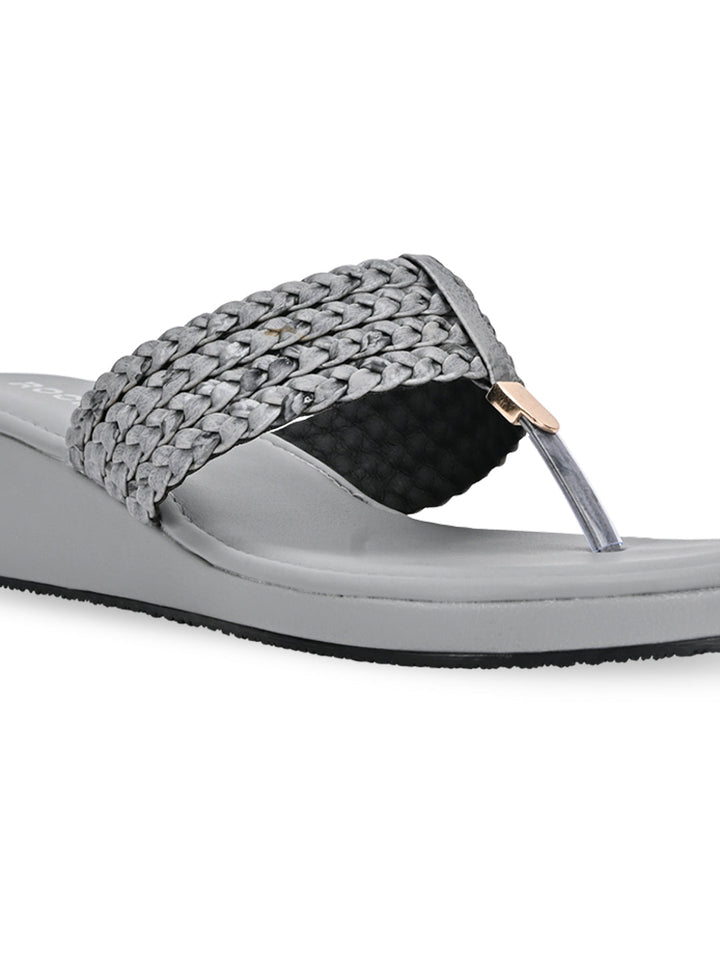 Rocia By Regal Grey Women Braided Casual Wedges