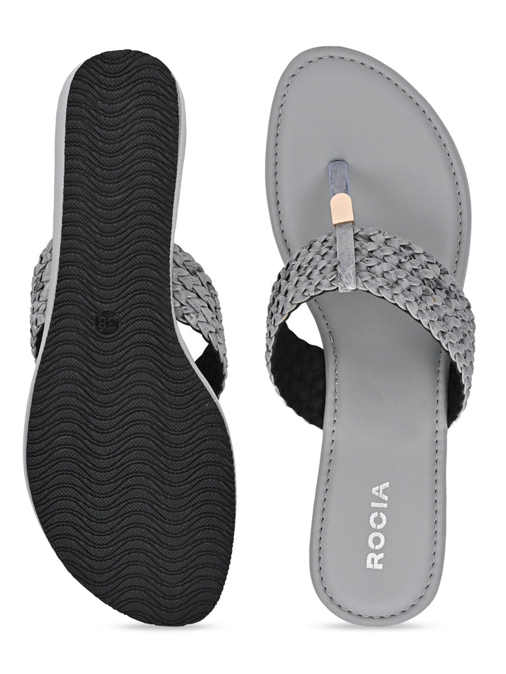 Rocia By Regal Grey Women Braided Casual Wedges