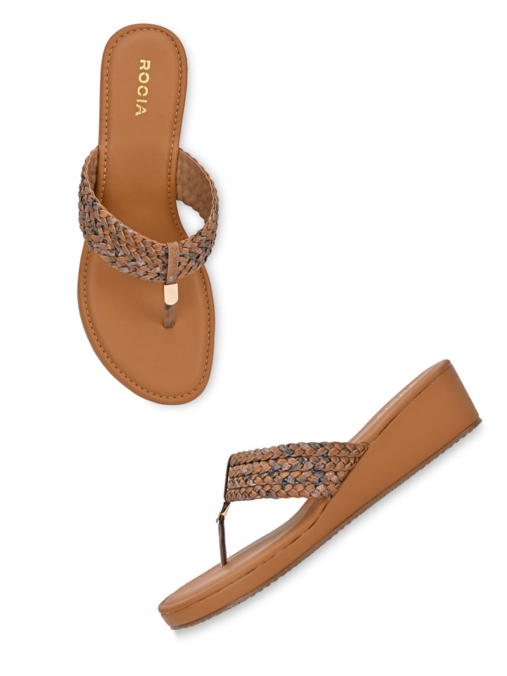 Rocia By Regal Tan Women Braided Casual Wedges