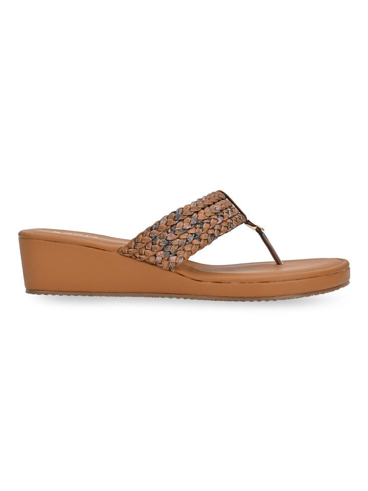Rocia By Regal Tan Women Braided Casual Wedges