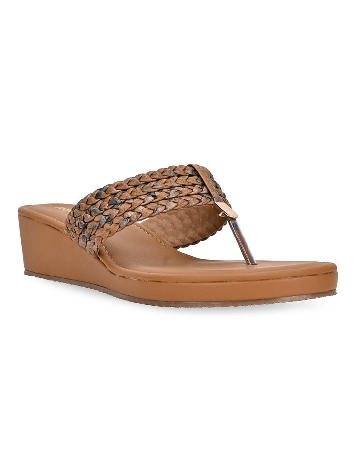 Rocia By Regal Tan Women Braided Casual Wedges