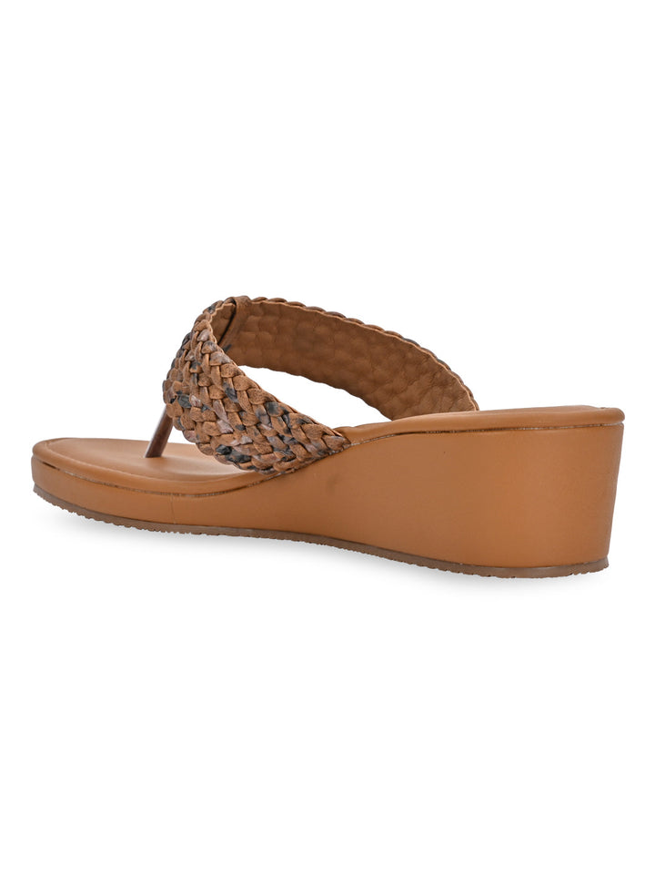 Rocia By Regal Tan Women Braided Casual Wedges
