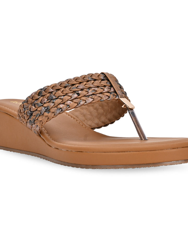 Rocia By Regal Tan Women Braided Casual Wedges