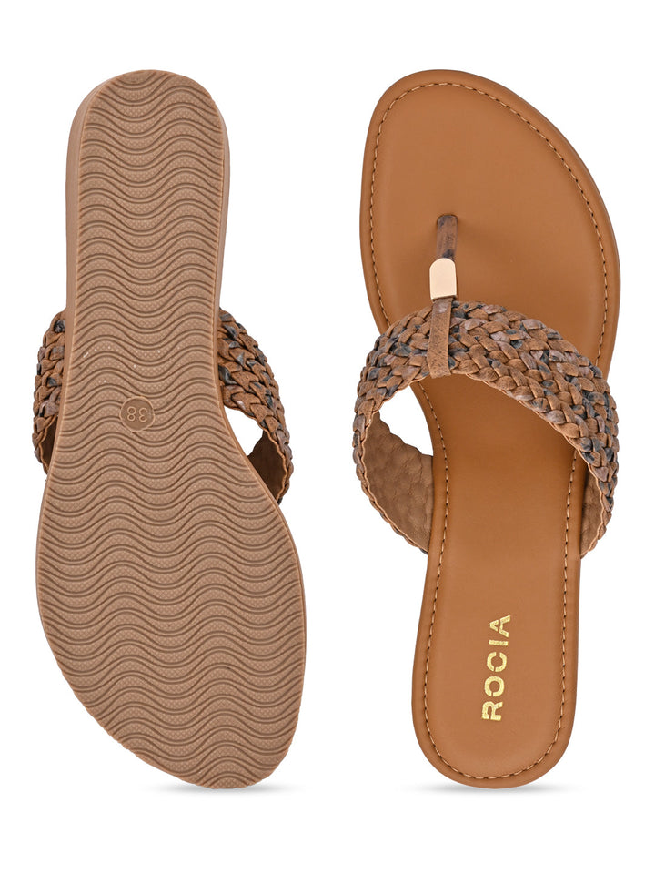 Rocia By Regal Tan Women Braided Casual Wedges
