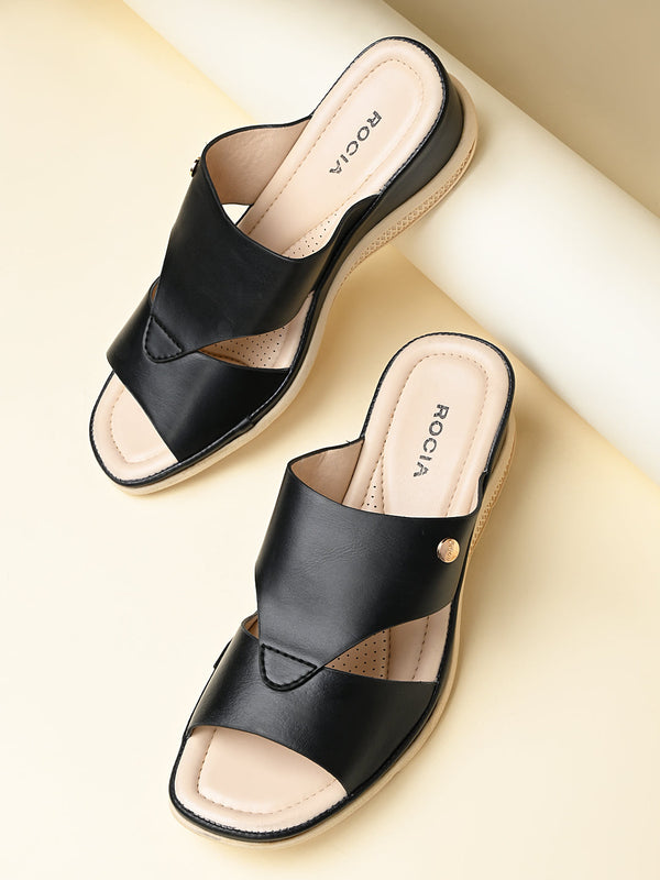 Rocia By Regal Black Women Comfort Wedge Heels