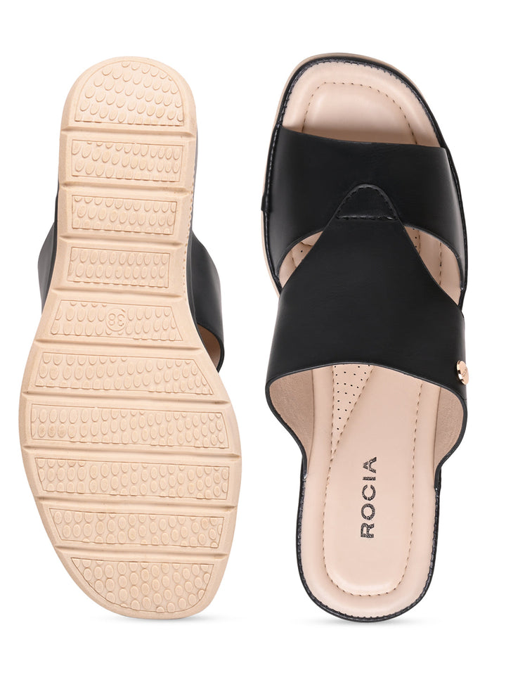 Rocia By Regal Black Women Comfort Wedge Heels