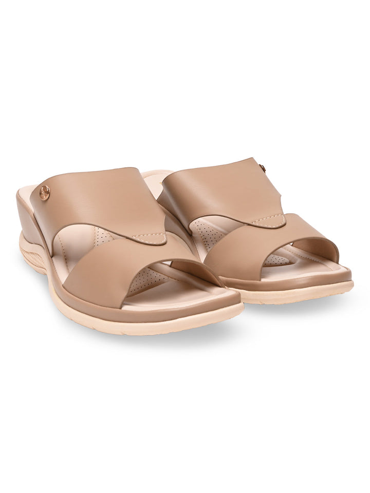 Rocia By Regal Taupe Women Comfort Wedge Heels