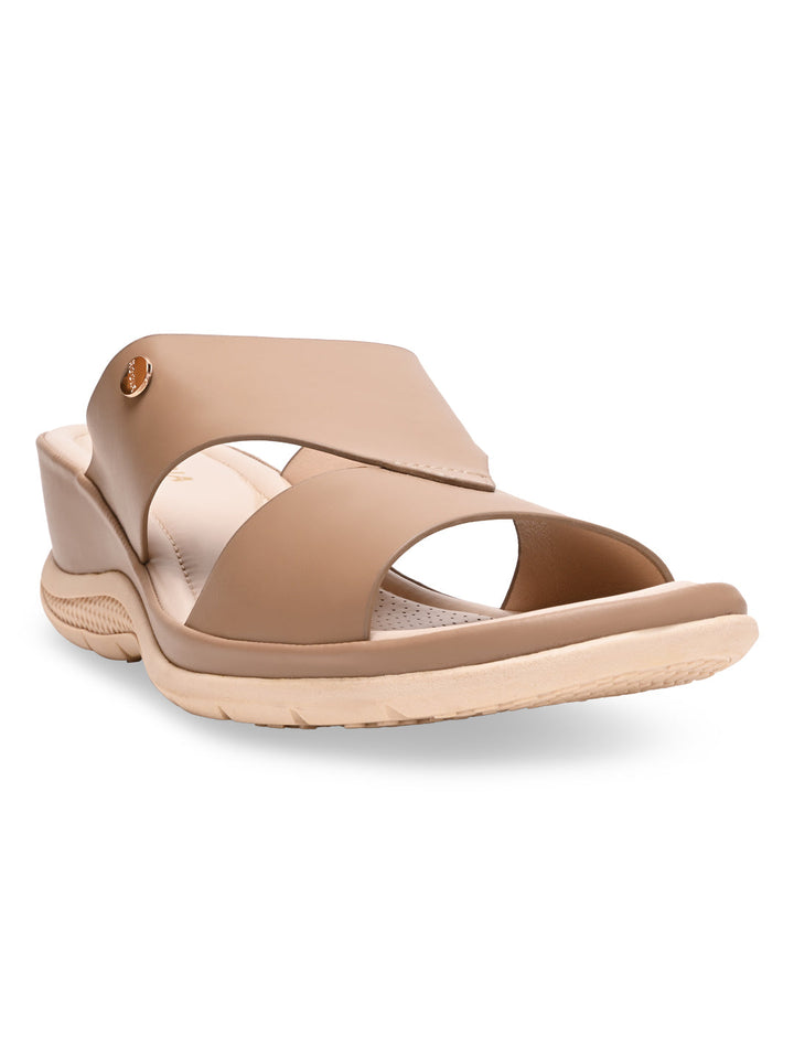 Rocia By Regal Taupe Women Comfort Wedge Heels