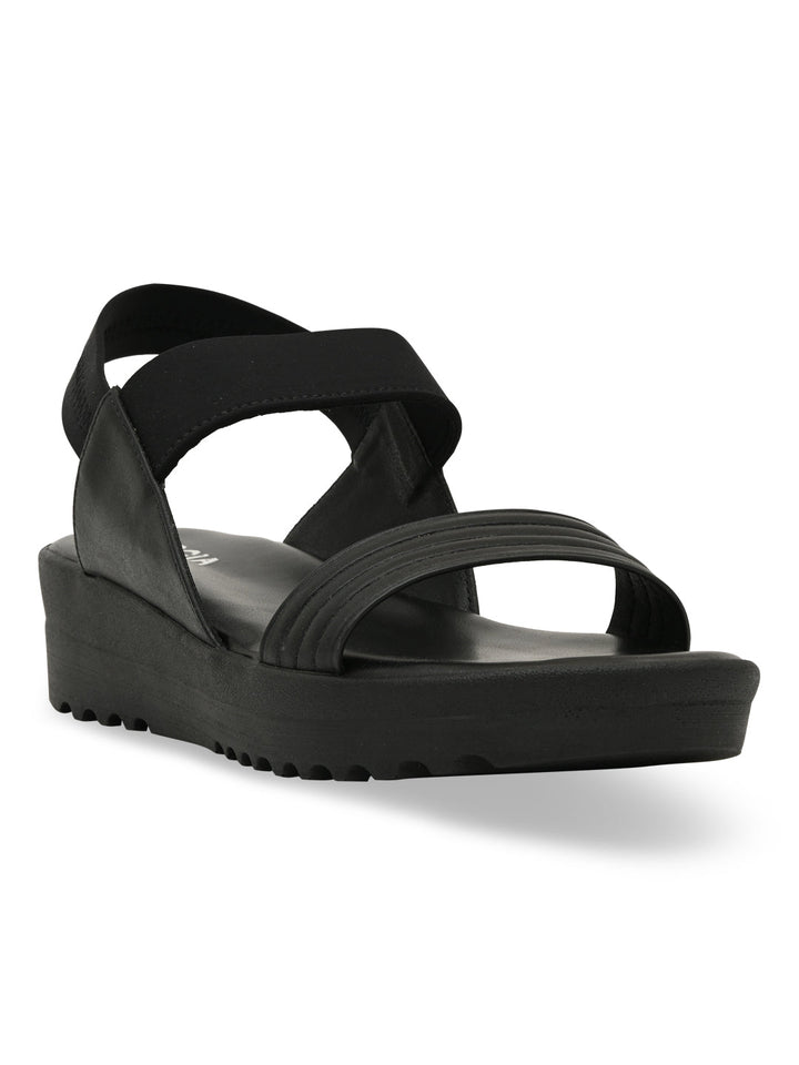 Rocia By Regal Black Women Casual Wedge Heel Sandals