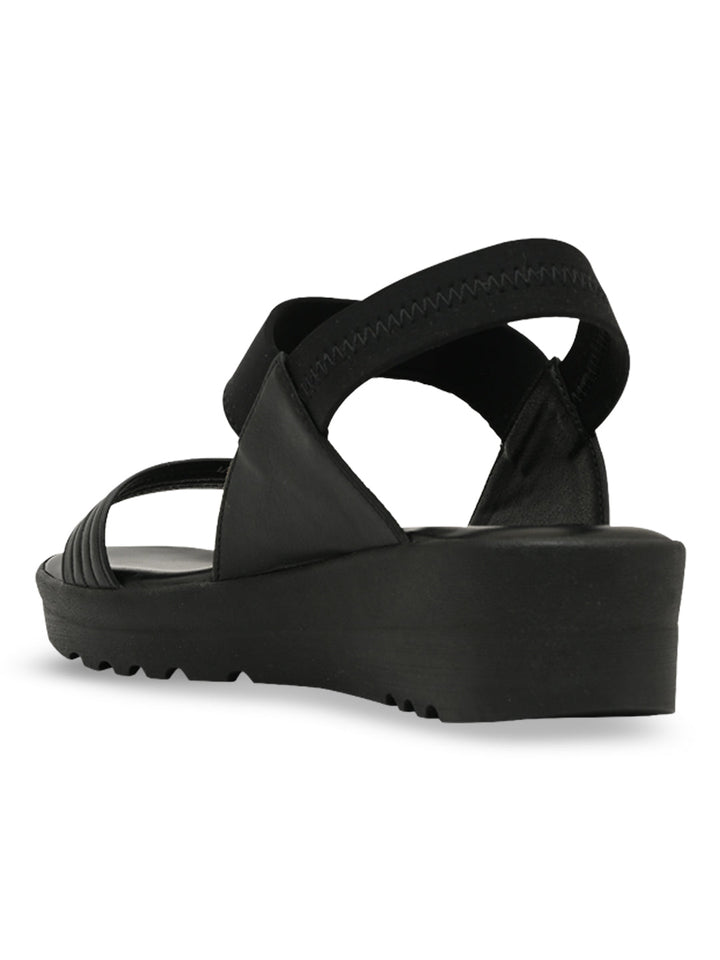 Rocia By Regal Black Women Casual Wedge Heel Sandals
