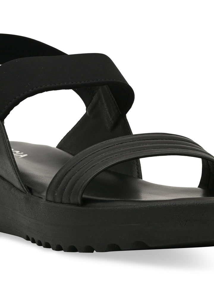 Rocia By Regal Black Women Casual Wedge Heel Sandals