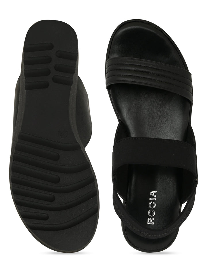 Rocia By Regal Black Women Casual Wedge Heel Sandals