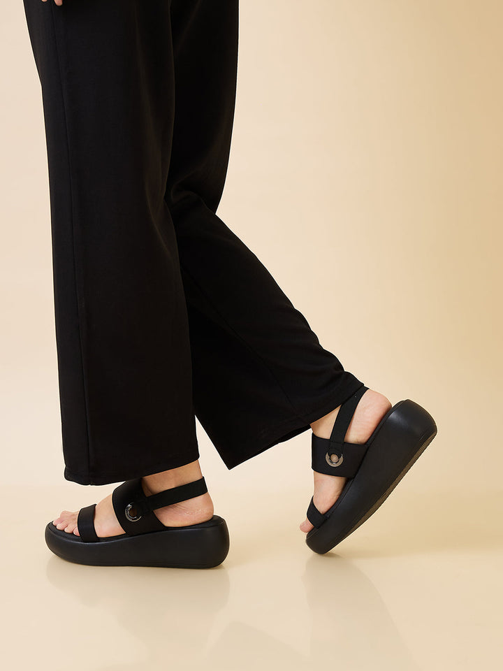 Rocia By Regal Black Women Casual Smart Wedges